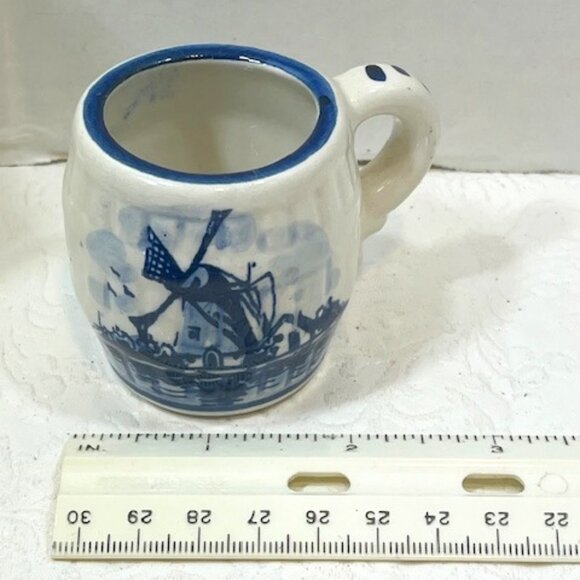 VTG Holland Dutch Windmill Hand Painted Ceramic Mini Stein/Tea Cup 2" Tall - Picture 10 of 13